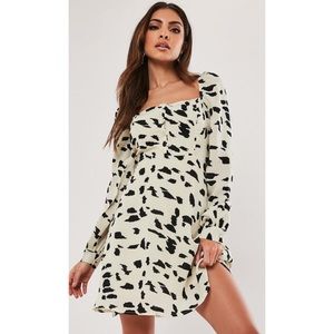 Missguided Dalmatian Print Milkmaid Skater Dress